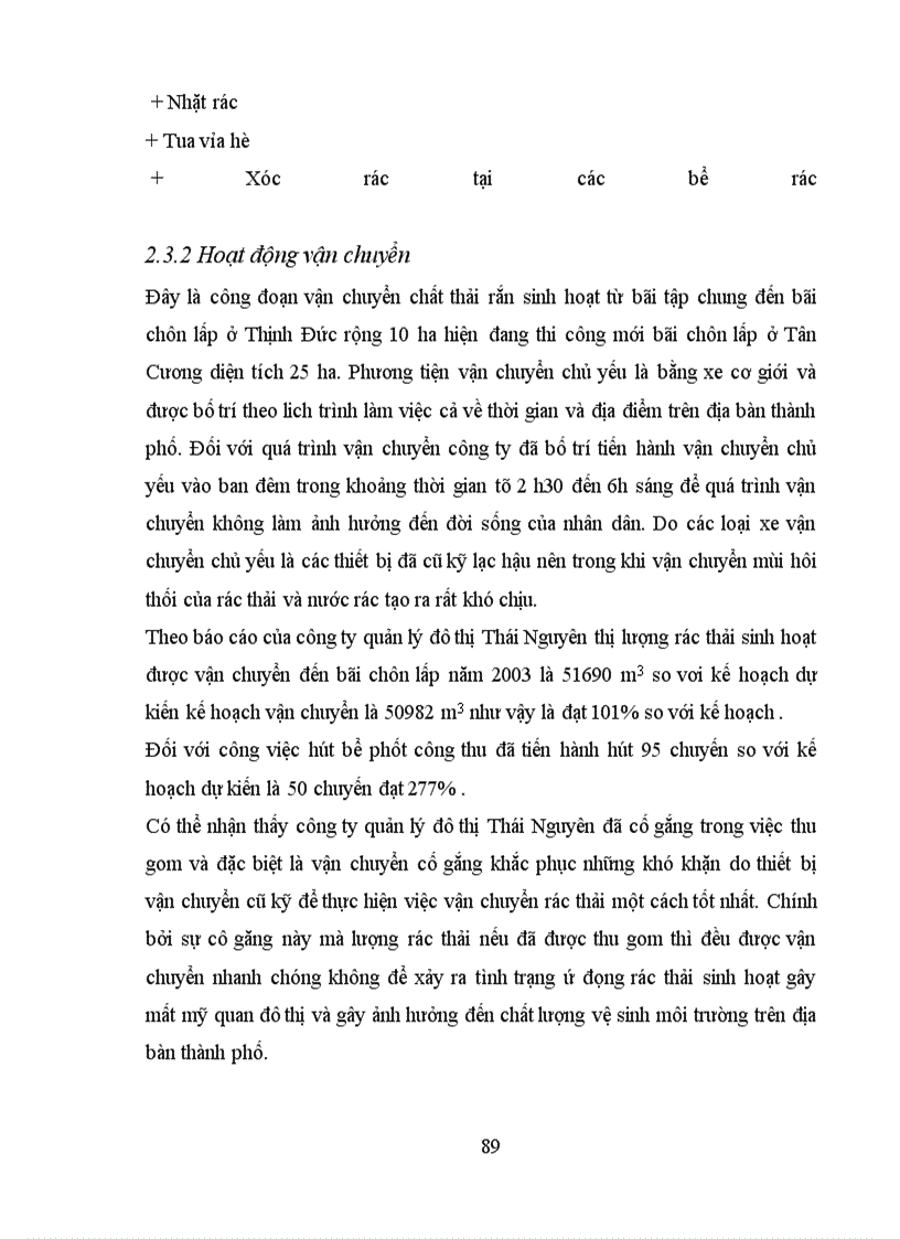 image for page Đánh giá hiệu quả Kinh tế–xã hội–môi trường trong quá trình thu gom, vận chuyển và xử lý rác thải của Công ty Quản lý đô thị Thái Nguyên.