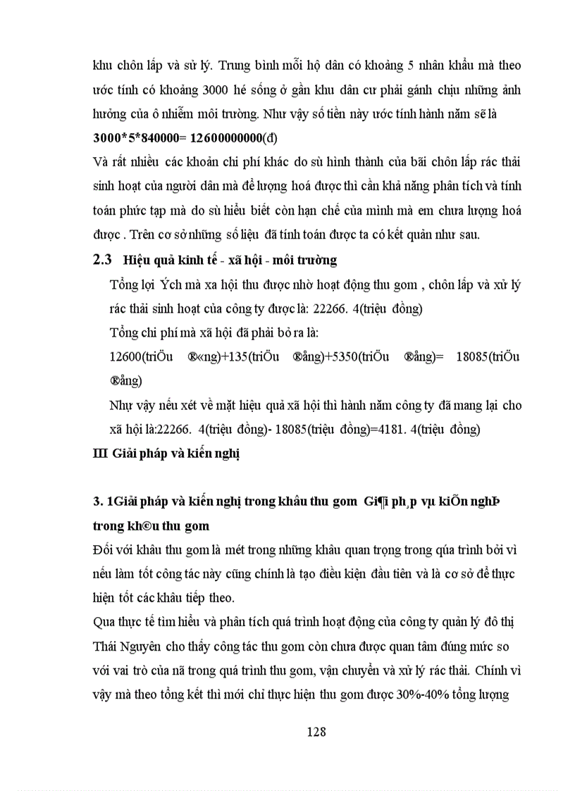 image for page Đánh giá hiệu quả Kinh tế–xã hội–môi trường trong quá trình thu gom, vận chuyển và xử lý rác thải của Công ty Quản lý đô thị Thái Nguyên.