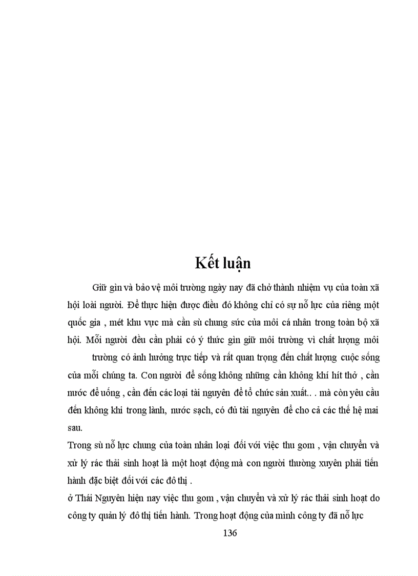 image for page Đánh giá hiệu quả Kinh tế–xã hội–môi trường trong quá trình thu gom, vận chuyển và xử lý rác thải của Công ty Quản lý đô thị Thái Nguyên.
