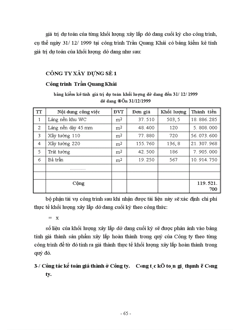 image for page Kế toán tập hợp chi phí sản xuất và tính giá thành sản phẩm xây lắp ở Công ty xây dựng số 1