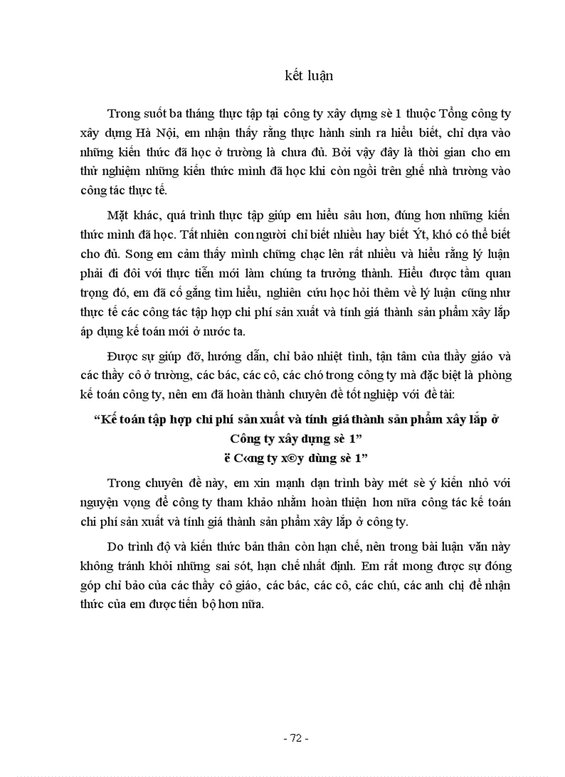 image for page Kế toán tập hợp chi phí sản xuất và tính giá thành sản phẩm xây lắp ở Công ty xây dựng số 1
