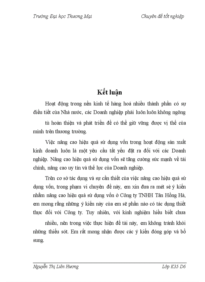 image for page Vốn kinh doanh và một số giải pháp nâng cao hiệu quả sử dụng vốn kinh doanh tại Công ty TNHH Tân Hồng Hà