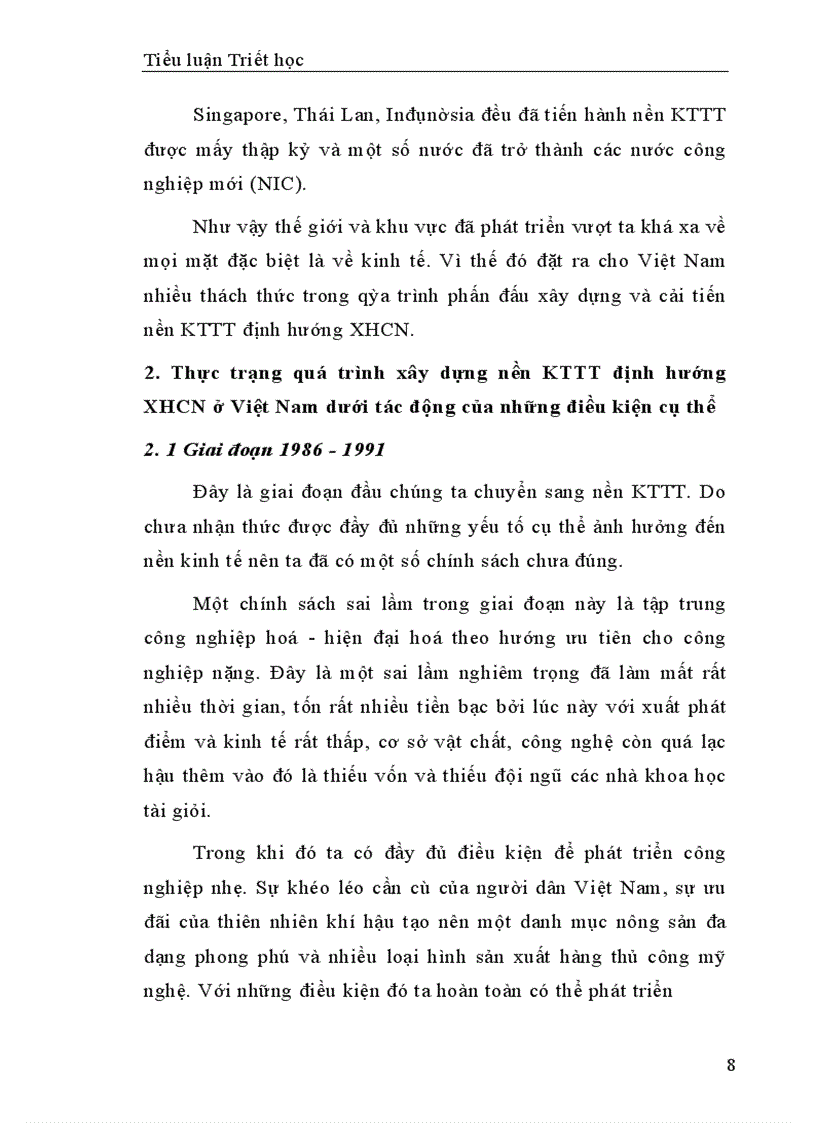 image for page Tiểu luận : Quan điểm lịch sử cụ thể với công cuộc đối mới kinh tế ở Việt Nam hiện nay