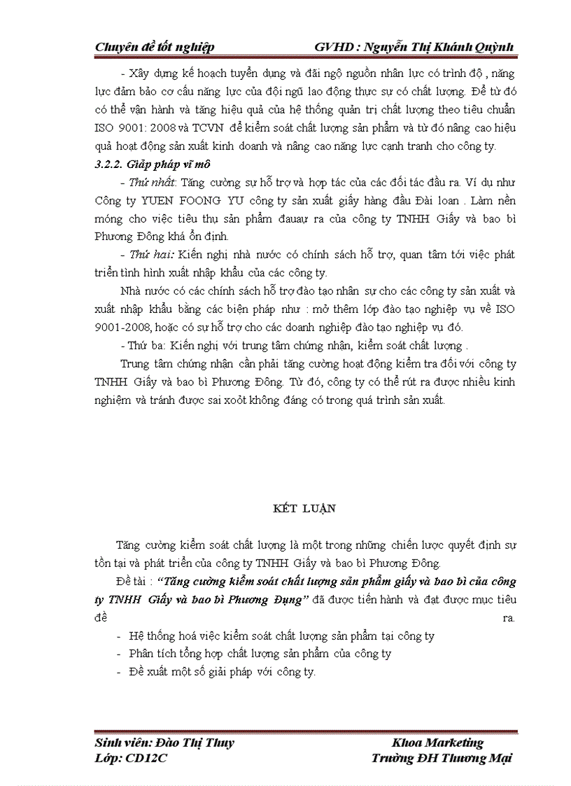 image for page Tăng cường kiểm soát chất lượng sản phẩm giấy và bao bì của công ty TNHH Giấy và bao bì Phương Đông