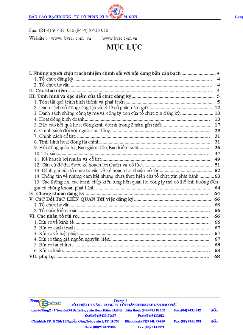 image for page Bản cáo bạch Công ty Cổ phần Xi măng Bỉm Sơn