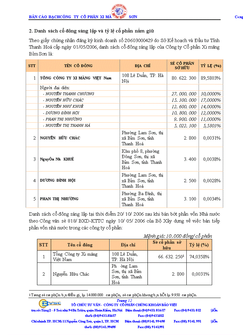 image for page Bản cáo bạch Công ty Cổ phần Xi măng Bỉm Sơn