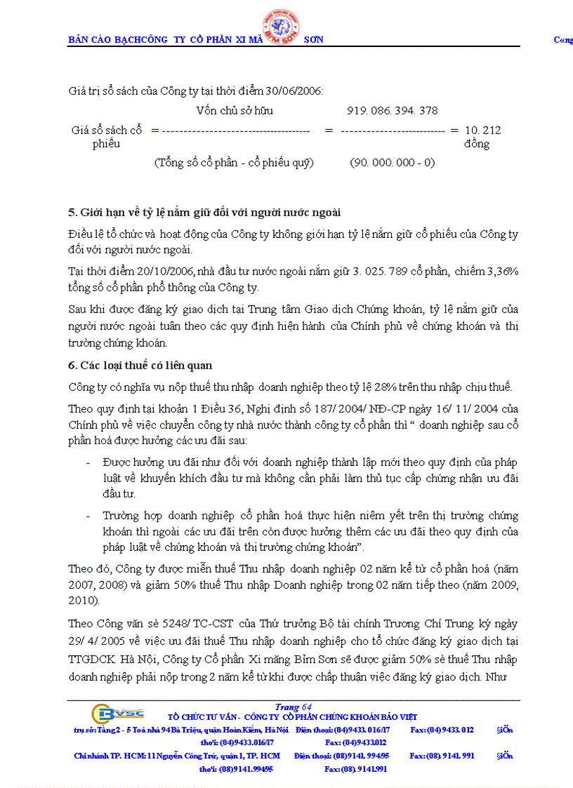 image for page Bản cáo bạch Công ty Cổ phần Xi măng Bỉm Sơn