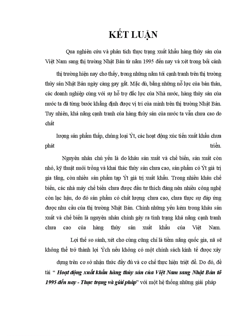 image for page Xuất khẩu hàng thuỷ sản của Việt Nam sang thị trường Nhật Bản từ 1995 đến nay - Thực trạng và giải pháp
