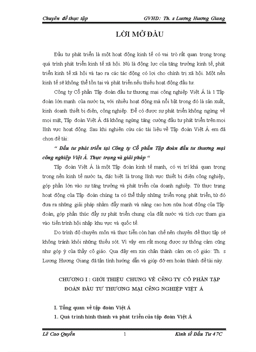 image for page Đầu tư phát triển tại Công ty Cổ phần Tập đoàn đầu tư thương mại công nghiệp Việt Á. Thực trạng và giải pháp