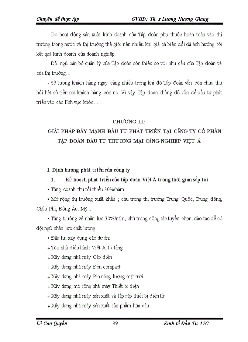 image for page Đầu tư phát triển tại Công ty Cổ phần Tập đoàn đầu tư thương mại công nghiệp Việt Á. Thực trạng và giải pháp