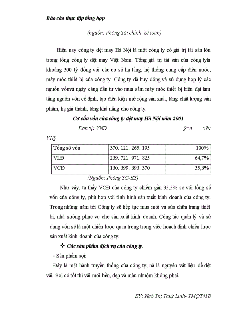 image for page Báo cáo thực tập tại Công ty Dệt May Hà Nội