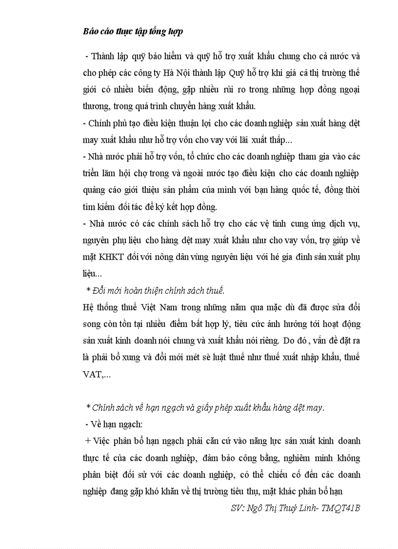 image for page Báo cáo thực tập tại Công ty Dệt May Hà Nội