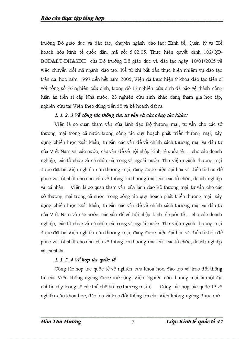 image for page Hoạt động của viện nghiên cứu thương mại