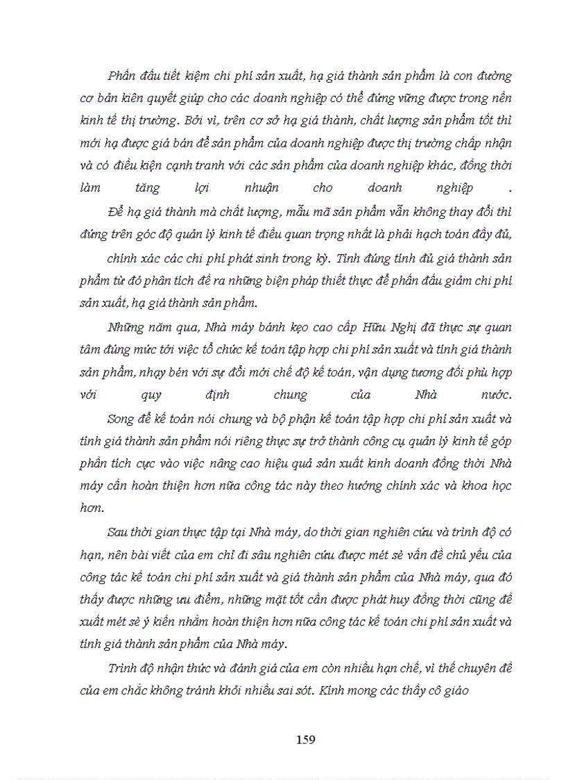 image for page Hoàn thiện công tác kế toán chi phí sản xuất và tính giá thành sản phẩm tại Nhà máy bánh kẹo cao cấp Hữu Nghị.