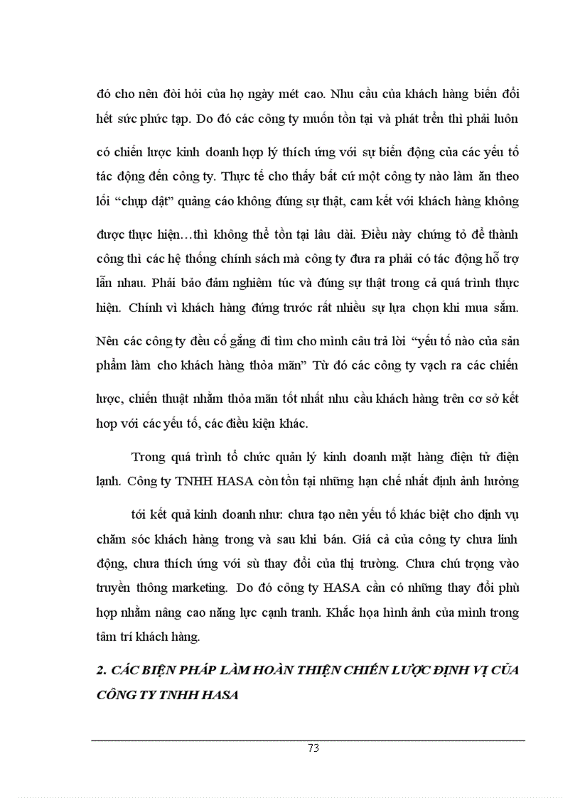 image for page Xây dựng chiến lược định vị thị trường cho các sản phẩm điện tử điện lạnh của công ty TNHH HASA