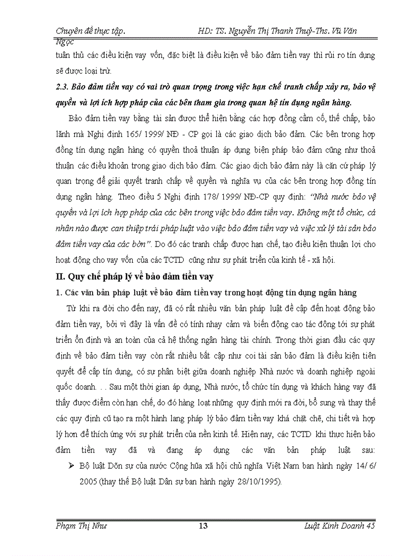 image for page Quy chế pháp lý về bảo đảm tiền vay và thực tiễn áp dụng tại chi nhánh NHNN & PTNT Láng Hạ