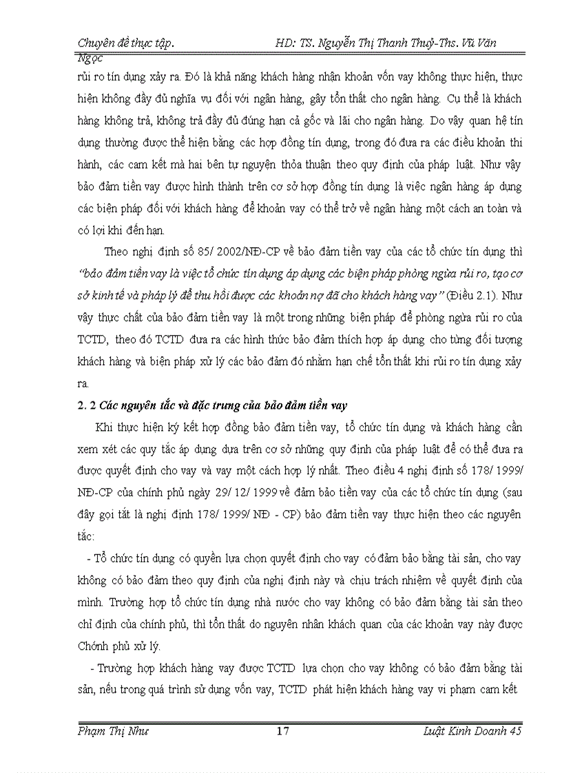 image for page Quy chế pháp lý về bảo đảm tiền vay và thực tiễn áp dụng tại chi nhánh NHNN & PTNT Láng Hạ