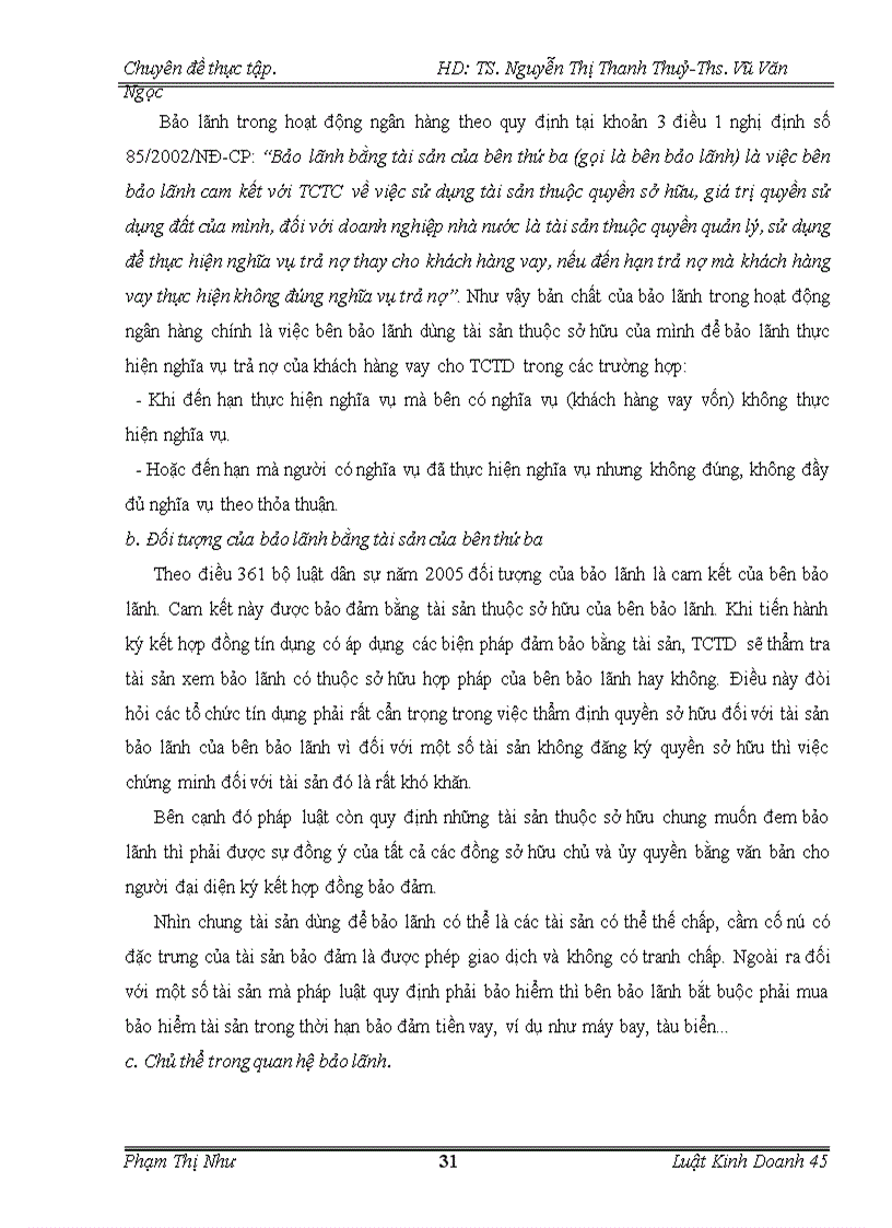 image for page Quy chế pháp lý về bảo đảm tiền vay và thực tiễn áp dụng tại chi nhánh NHNN & PTNT Láng Hạ