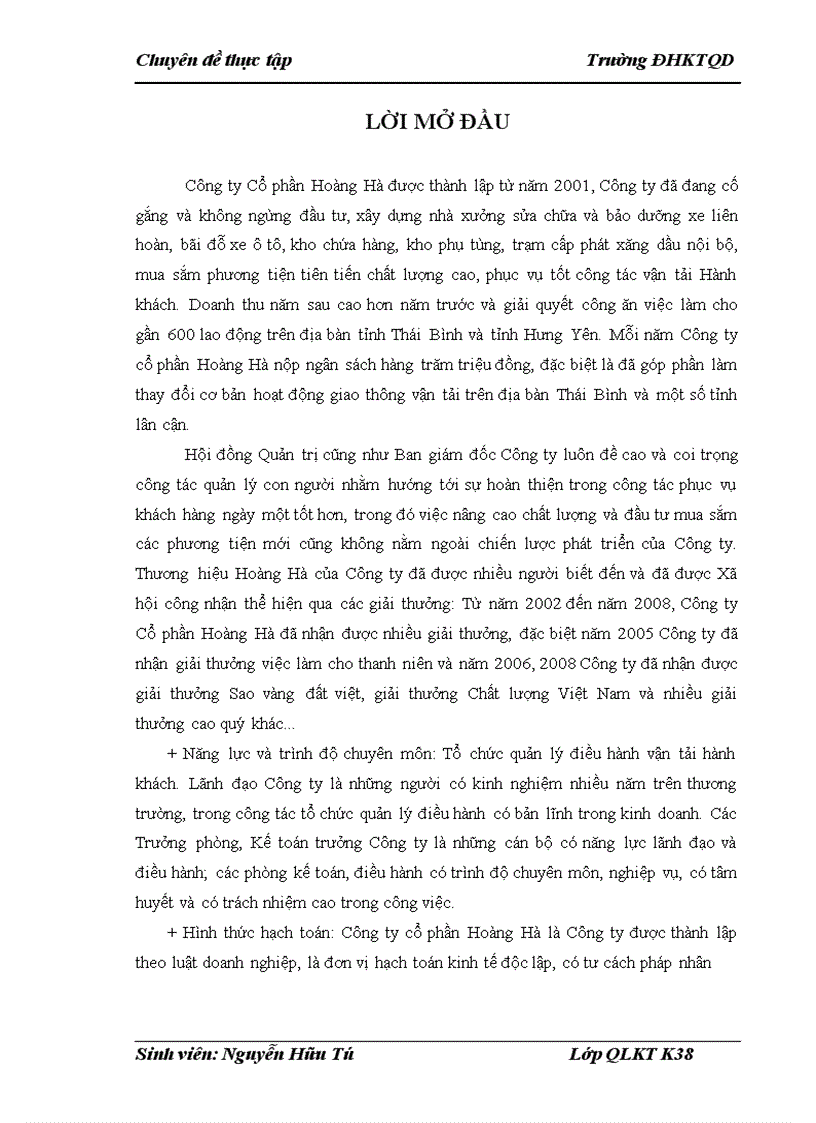 image for page Báo cáo thực tập tại Công ty cổ phần Hoàng Hà