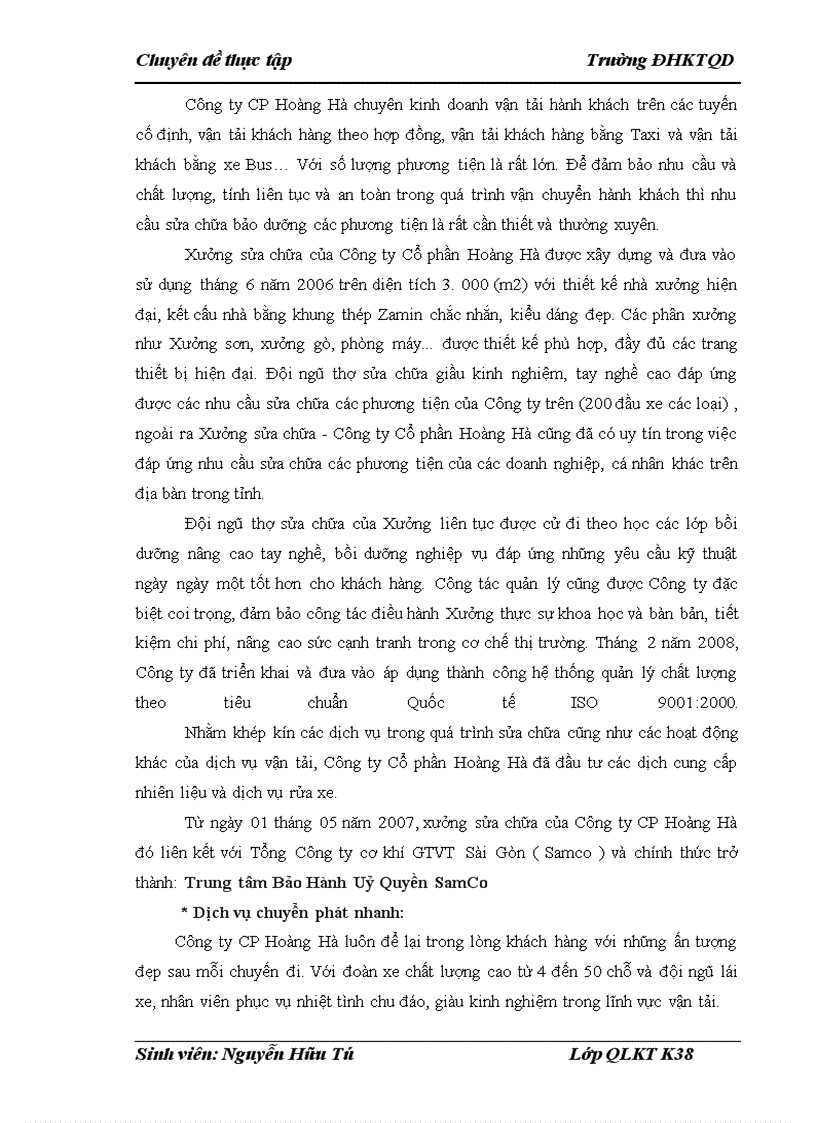 image for page Báo cáo thực tập tại Công ty cổ phần Hoàng Hà