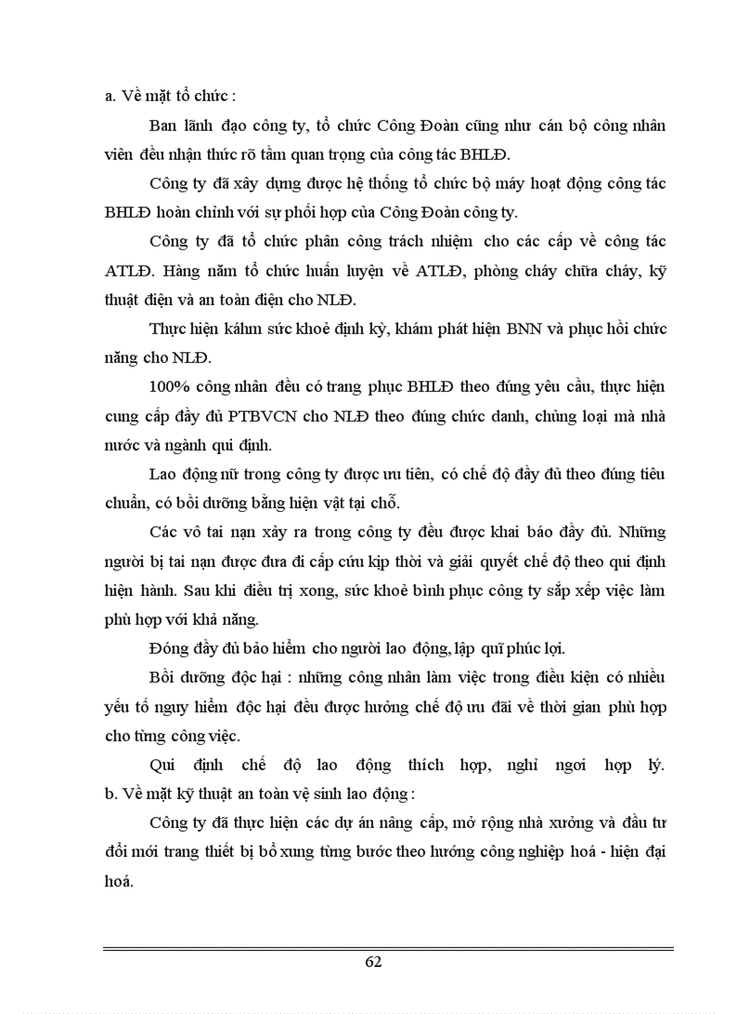 image for page Nhận xét đánh giá, kiến nghị về công tác BHLĐ và các giải pháp cải thiện ĐKLĐ chăm sóc sức khoẻ NLĐ tại công ty.