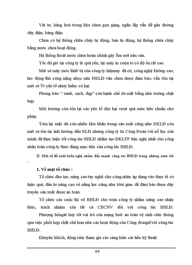 image for page Nhận xét đánh giá, kiến nghị về công tác BHLĐ và các giải pháp cải thiện ĐKLĐ chăm sóc sức khoẻ NLĐ tại công ty.