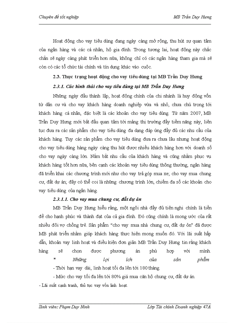 image for page Mở rộng hoạt động cho vay tiêu dùng tại Ngân hàng Thương mại Cổ phần Quân đội – Chi nhánh Trần Duy Hưng