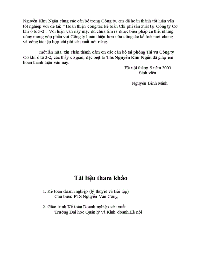 image for page Hoàn thiện công tác kế toán Chi phí sản xuất tại Công ty Cơ khí ô tô 3-2