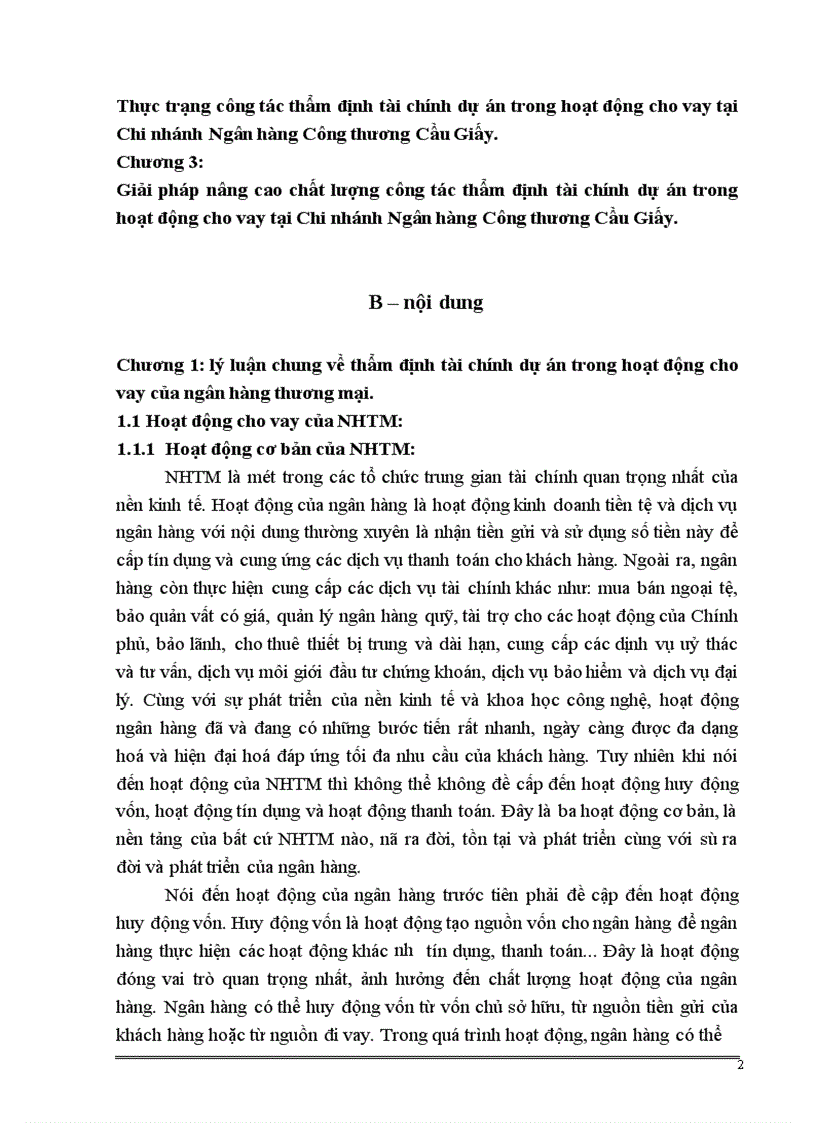 image for page Giải pháp nâng cao chất lượng công tác thẩm định tài chính dự án trong hoạt động cho vay tại Chi nhánh Ngân hàng Công thương Cầu Giấy.