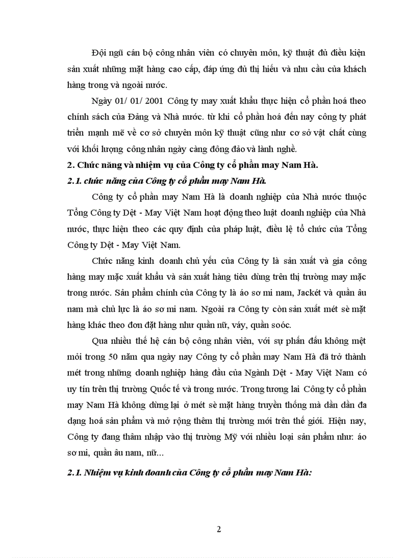 image for page Báo cáo thực tập tại Công ty cổ phần may Nam Hà.