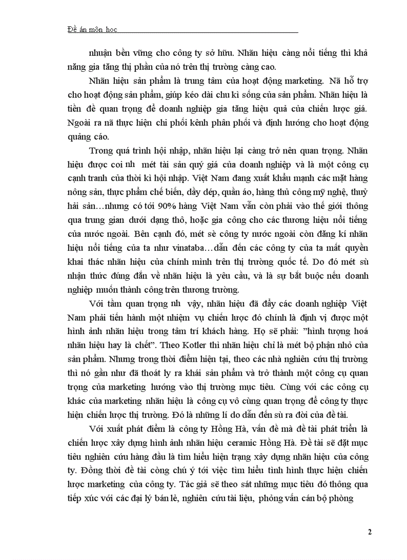 image for page Hoàn thiện chiến lược xây dưng nhãn hiệu Ceramic Hồng Hà