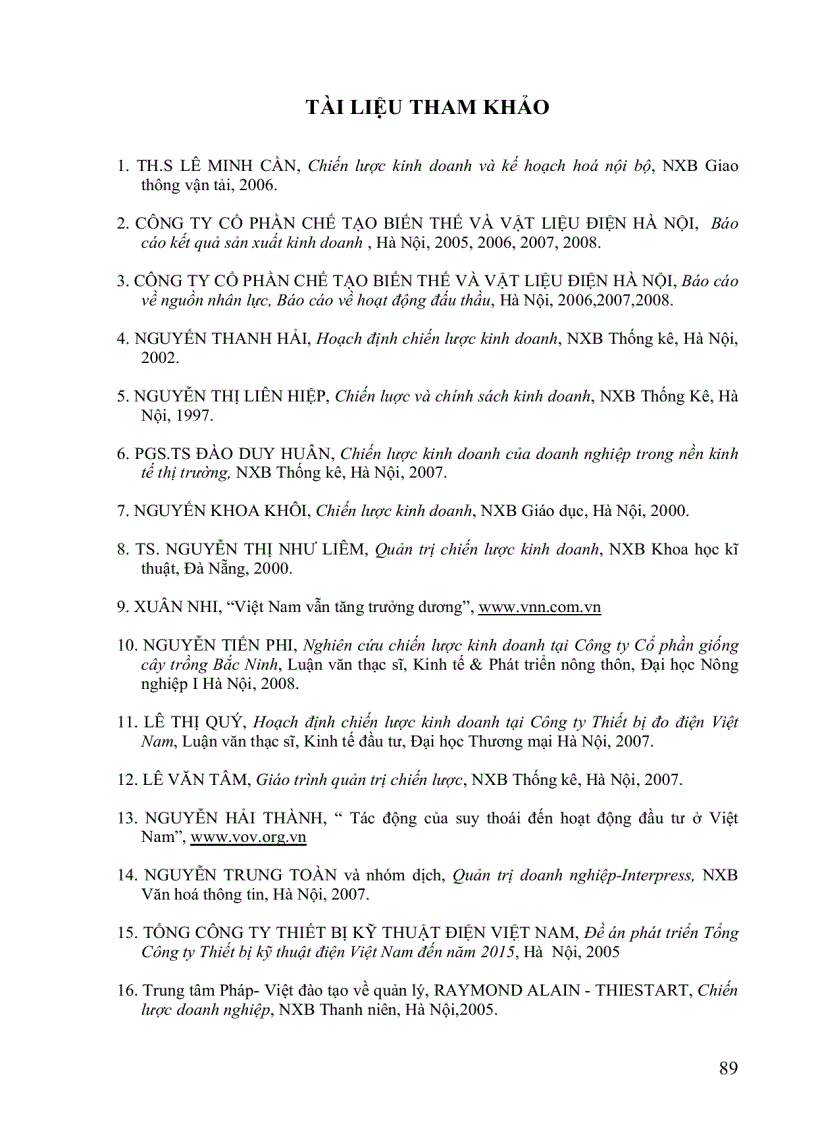 image for page Xây dựng chiến lược kinh doanh cho Công ty Cổ phần chế tạo biến thế và vật liệu điện Hà Nội giai đoạn 2009 - 2015