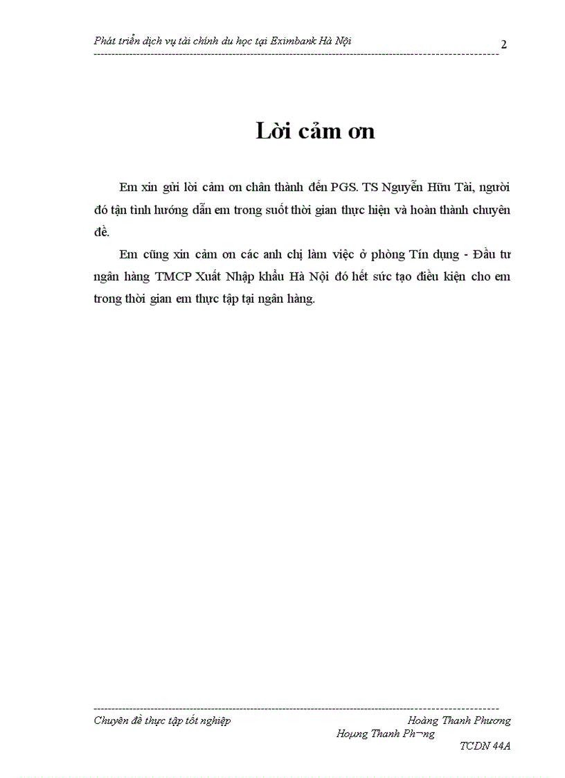 Mở rộng tín dụng du học tại ngân hàng thương mại cổ phần Xuất Nhập khẩu Hà Nội