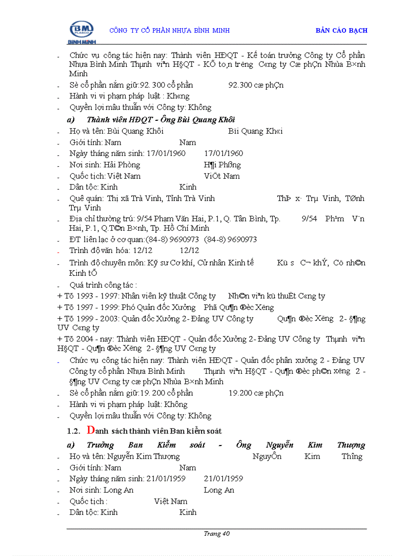 image for page Bản cáo bạch Công ty Cổ phần Nhựa Bình Minh
