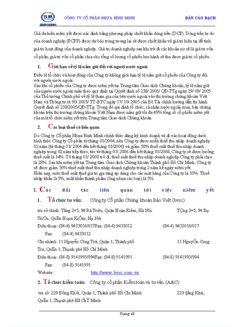 image for page Bản cáo bạch Công ty Cổ phần Nhựa Bình Minh