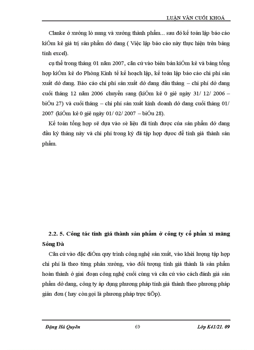 image for page Tổ chức công tác kế toán chi phí sản xuất và tính giá thành sản phẩm tại công ty cổ phần xi măng Sông Đà