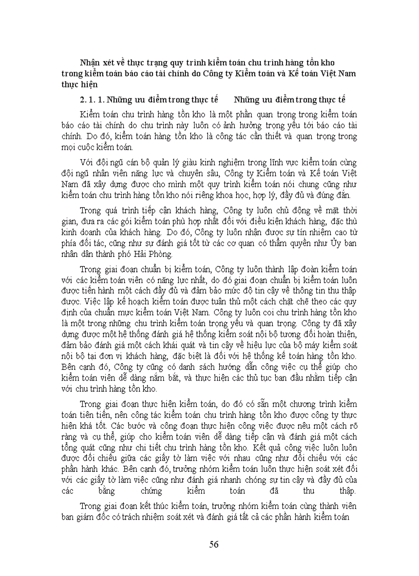 image for page Nhận xét và các giải pháp hoàn thiện quy trình kiểm toán chu trình hàng tồn kho trong kiểm toán báo cáo tài chính do Công ty Kiểm toán và Kế toán Việt Nam thực hiện.