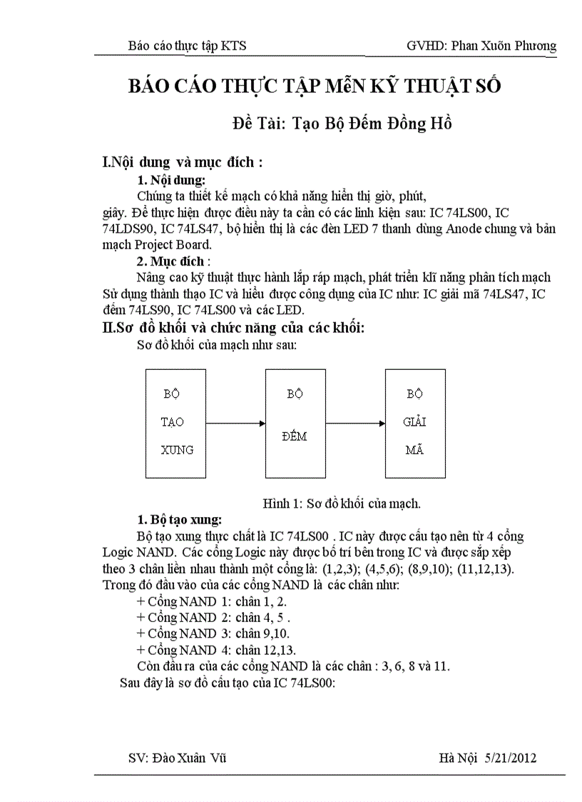 Bao Cao Thực Tập Mon Kỹ Thuật Số đề Tai Tạo Bộ đếm đồng Hồ