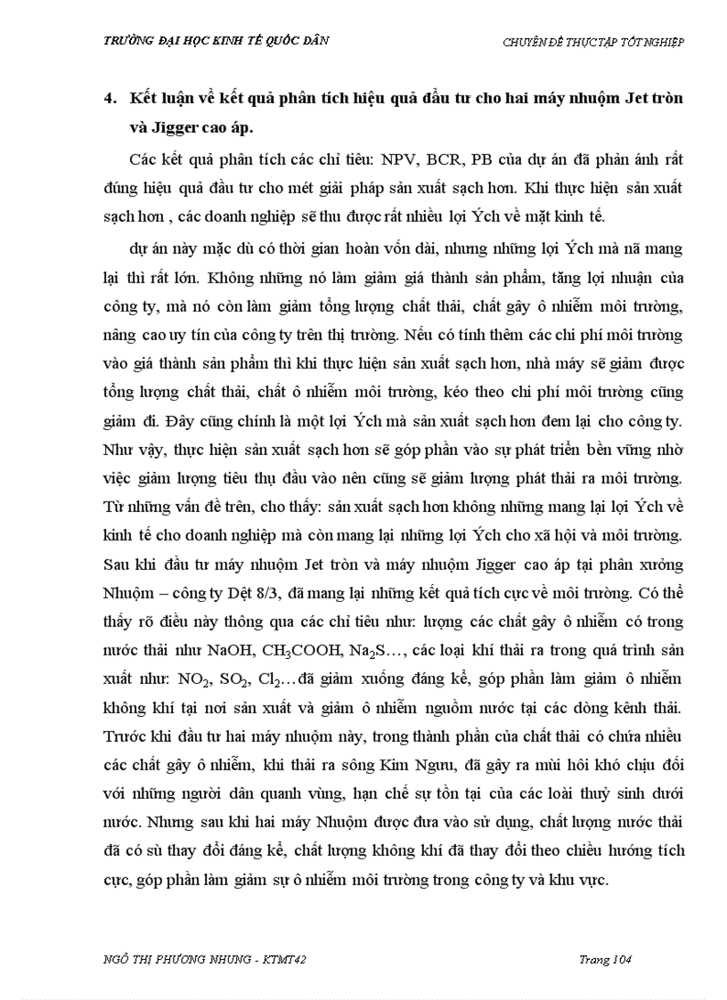 image for page Nghiên cứu áp dụng mô hình sản xuất sạch hơn cho việc giảm thiểu chất thải tại phân xưởng Nhuộm, công ty Dệt 8/3
