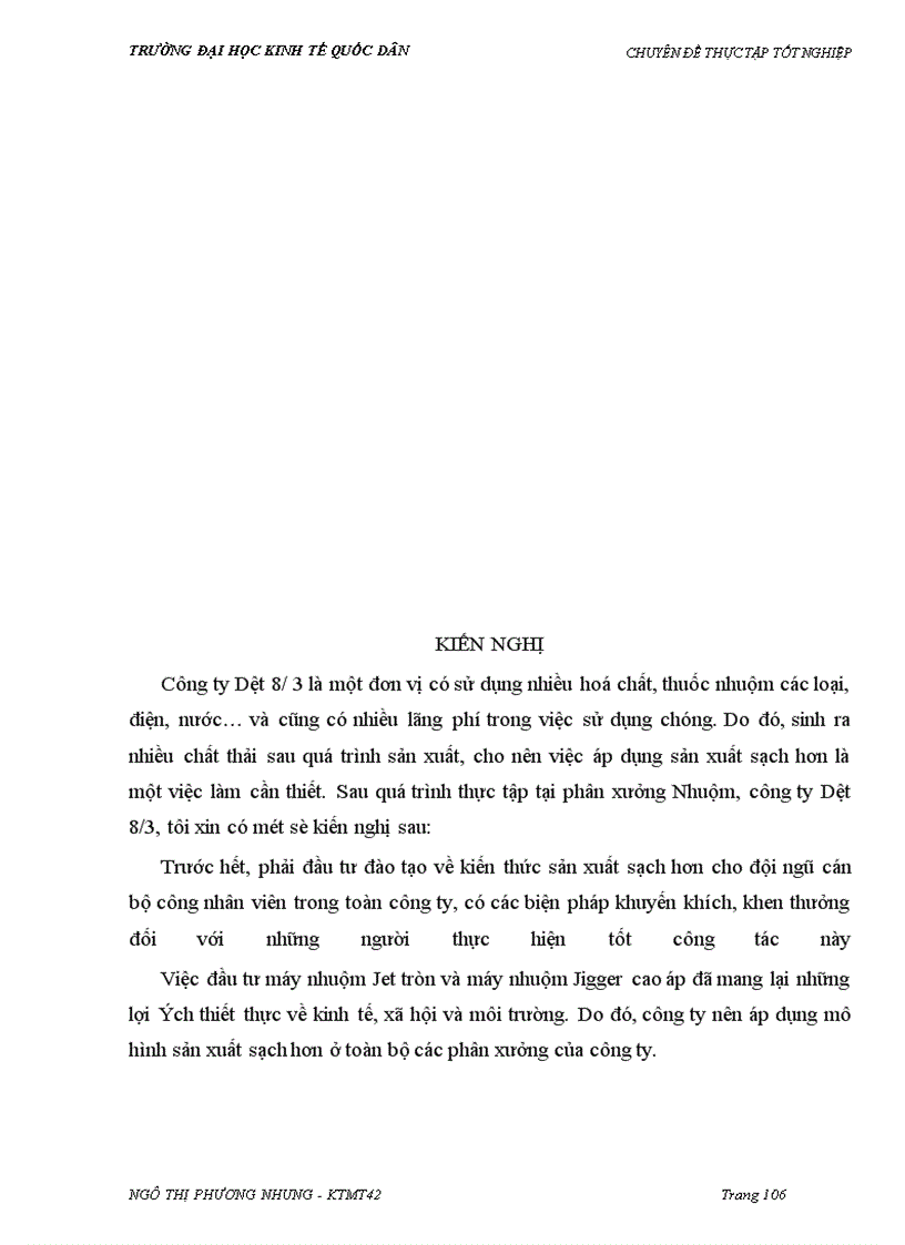 image for page Nghiên cứu áp dụng mô hình sản xuất sạch hơn cho việc giảm thiểu chất thải tại phân xưởng Nhuộm, công ty Dệt 8/3