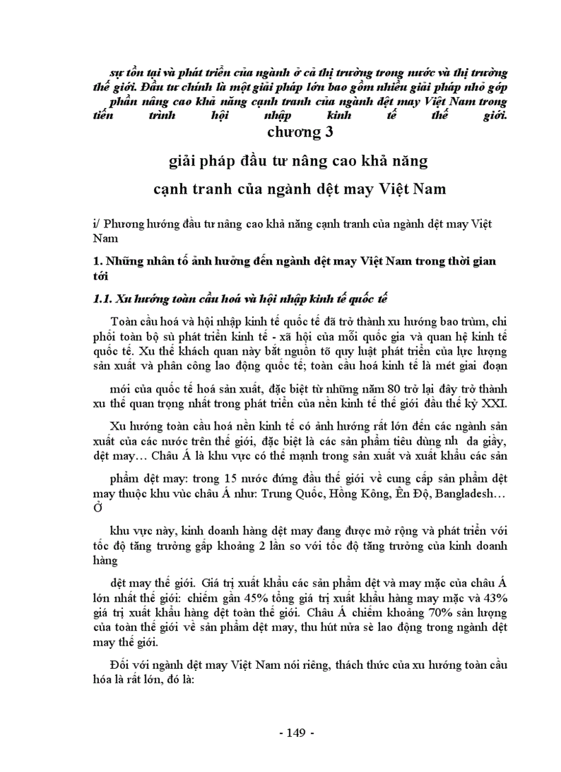 image for page Thực trạng và giải pháp đầu tư nâng cao khả năng cạnh tranh của ngành dệt may Việt Nam