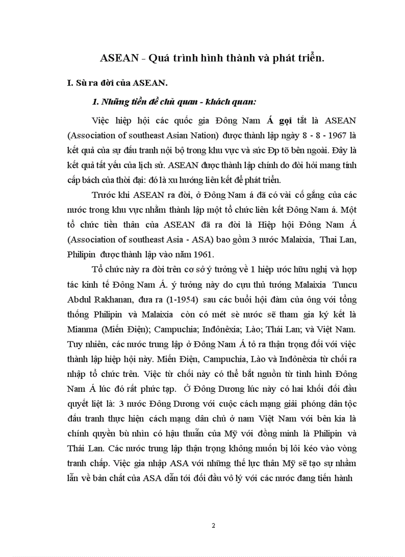 ASEAN-Quá trình hình thành và phát triển