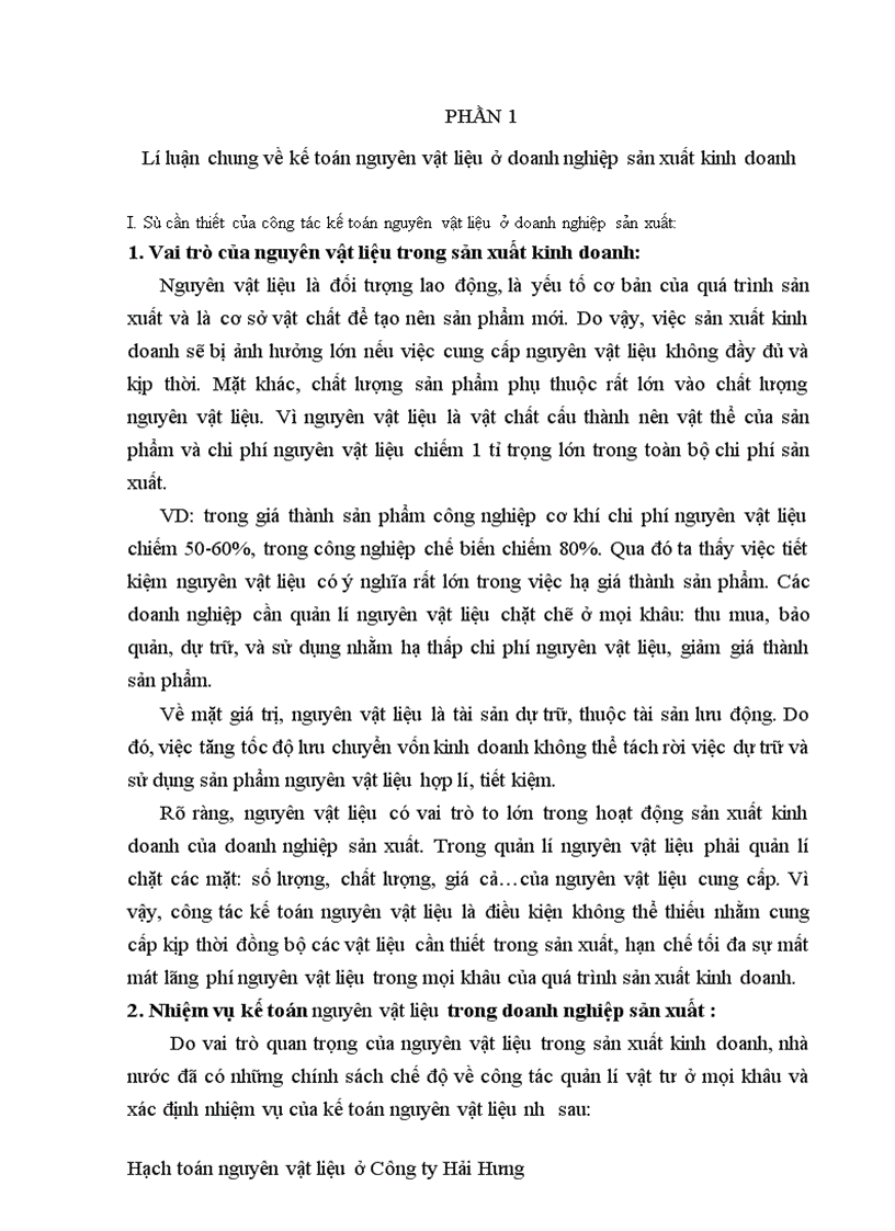 image for page Hạch toán nguyên vật liệu ở công ty Cổ phần Hải Hưng
