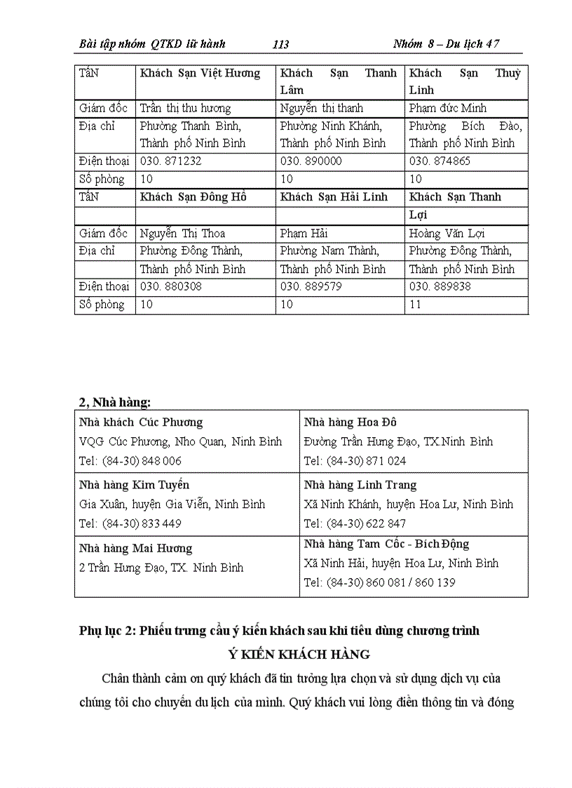 image for page Bài tập nhóm QTKD lữ hành Nhóm – Du lịch