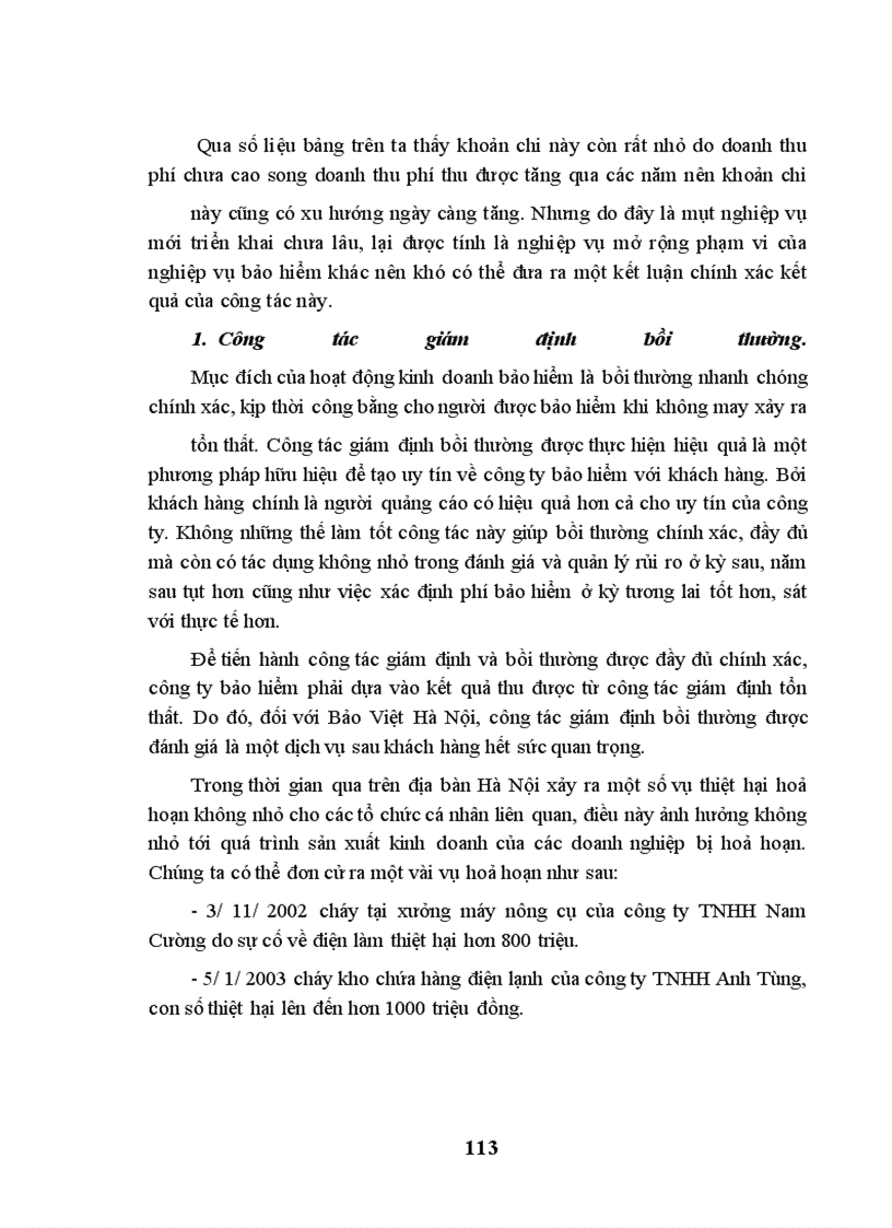 image for page Tình hình triển khai bảo hiểm gián đoạn kinh doanh sau cháy tại Bảo Việt Hà Nội (1999-2003)
