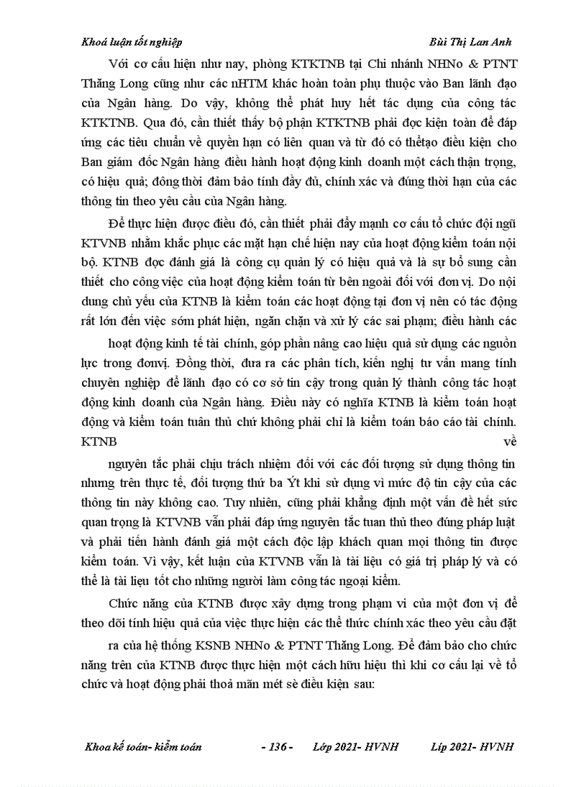 image for page Một số giải pháp nhằm nâng cao chất lượng kiểm toán nội bộ công tác kế toán tại chi nhánh Thăng Long NHNo&PTNT Việt Nam
