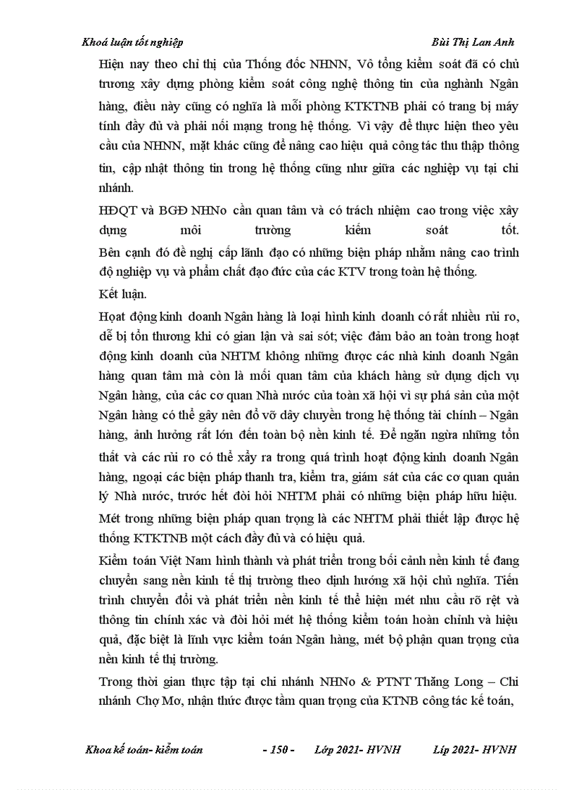 image for page Một số giải pháp nhằm nâng cao chất lượng kiểm toán nội bộ công tác kế toán tại chi nhánh Thăng Long NHNo&PTNT Việt Nam