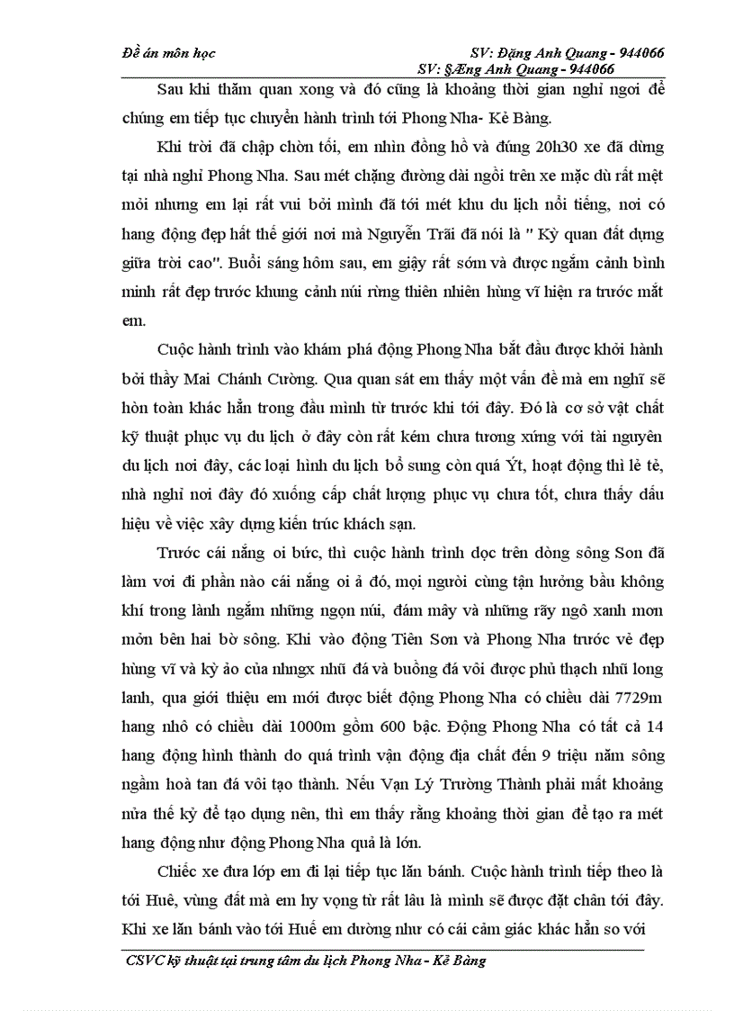 image for page Cơ sở vật chất kỹ thuật tại Trung tâm du lịch Phong Nha - Kẻ Bàng