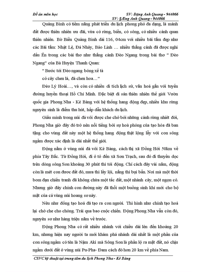 image for page Cơ sở vật chất kỹ thuật tại Trung tâm du lịch Phong Nha - Kẻ Bàng