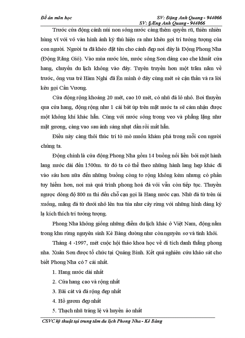 image for page Cơ sở vật chất kỹ thuật tại Trung tâm du lịch Phong Nha - Kẻ Bàng